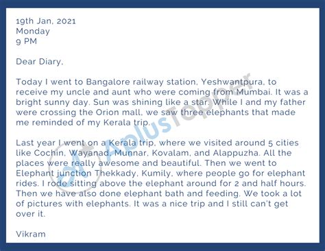 english diary sample.